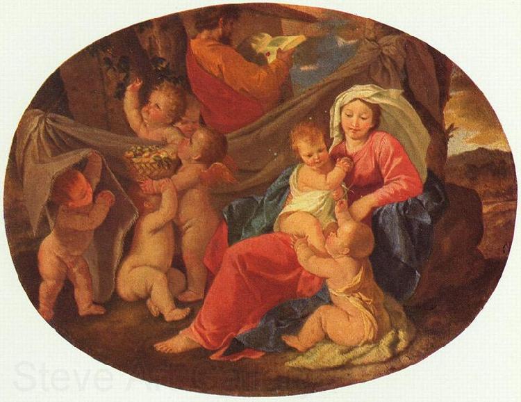 Nicolas Poussin Heilige Familie mit Engeln, Oval